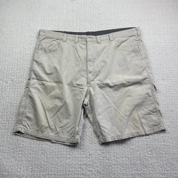 Y2K Wrangler Mens Cotton Solid Beige Cargo Tech Khaki Shorts Size 48 Skater - Picture 1 of 14